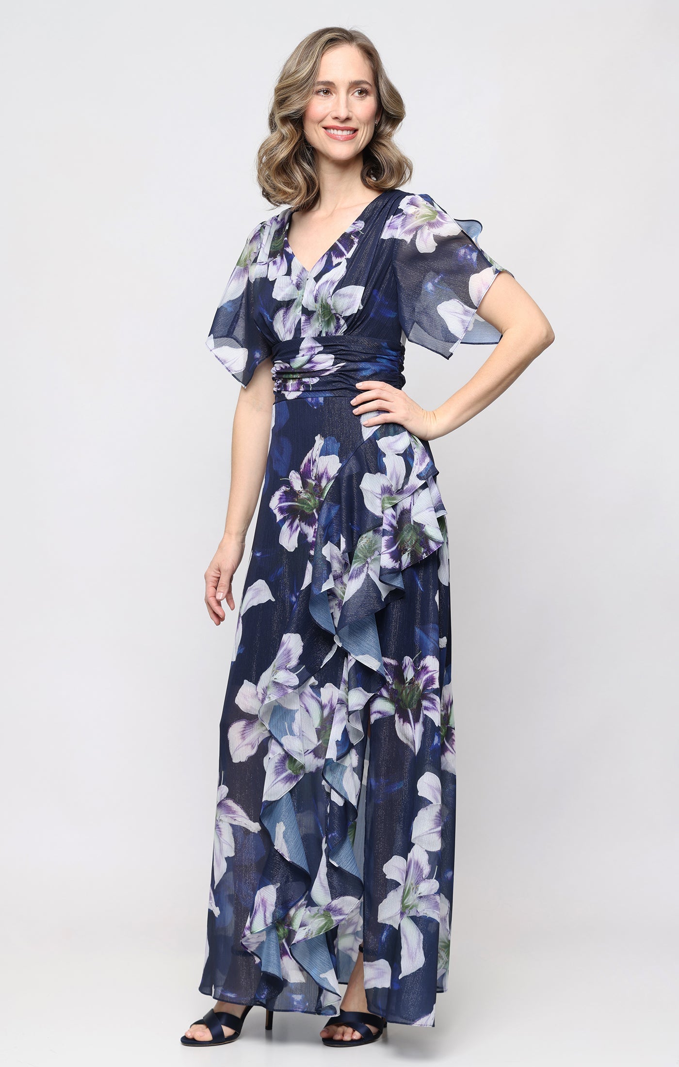 V-Neck Floor-Length Chiffon Formal A-Line Gown SL Fashions 9172215