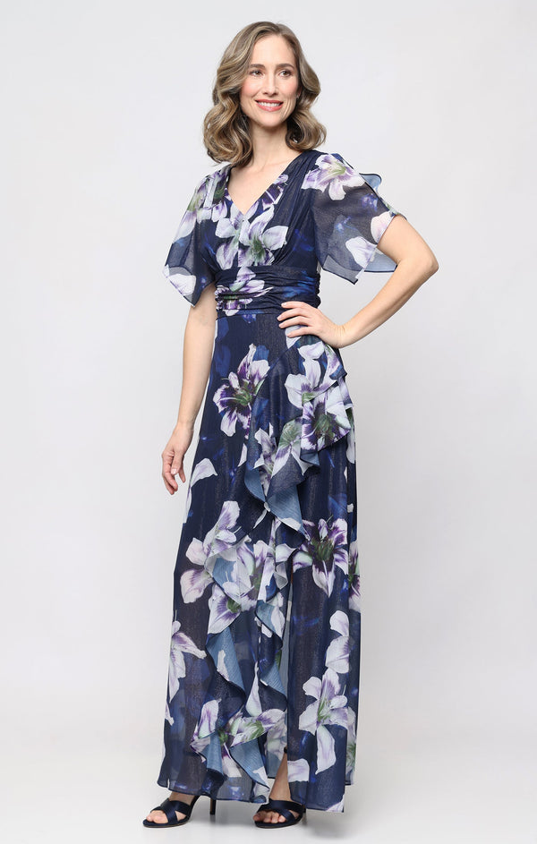 V-Neck Floor-Length Chiffon Formal A-Line Gown SL Fashions 9172215