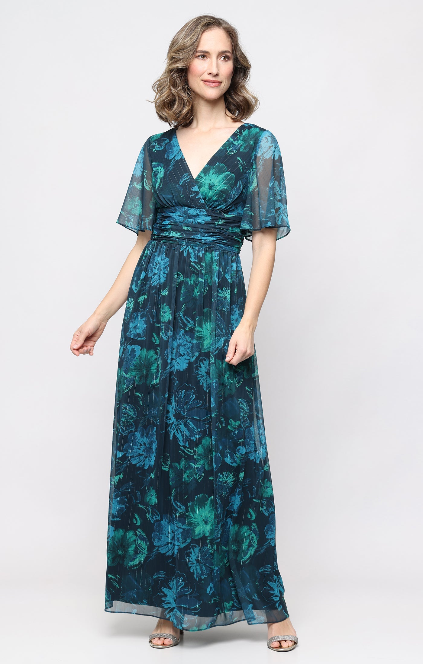 V-Neck Floor-Length Chiffon Formal A-Line Gown SL Fashions 9172216