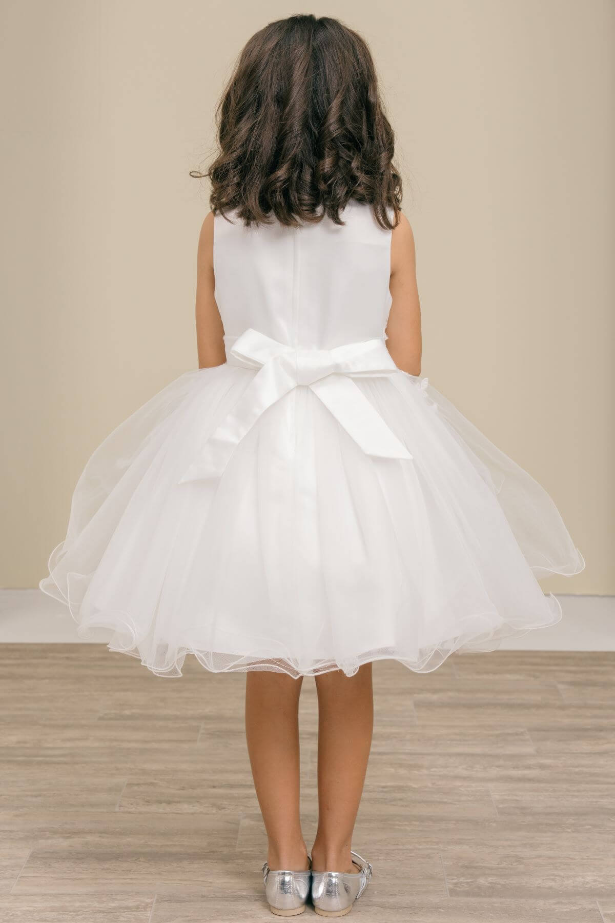 Off White Illusion Neck Short Tulle Special Occasion Dress with Floral Lace Appliques Cinderella Couture 9172