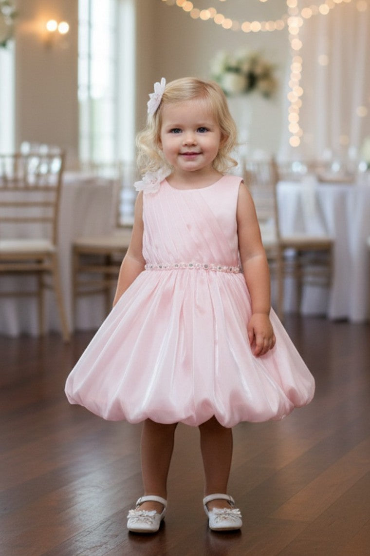 Jewel Knee-Length Satin Flower Girl Ball Gown Cinderella Couture 9173B