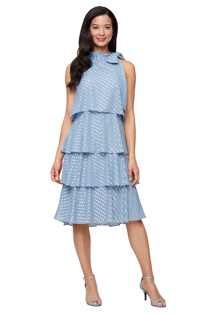 SL Fashions 9174121 Short Layered Knee Length Cocktail Dress