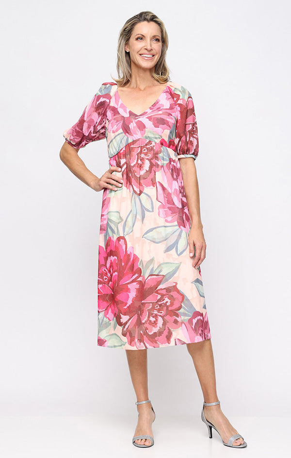 Short Floral Print Tea Length Cocktail Dress SL Fashions 9174131