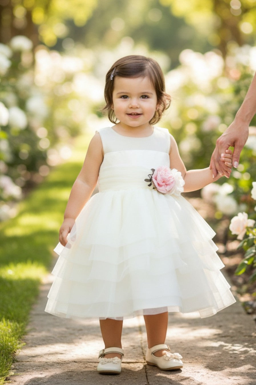 Jewel Tea-Length Tulle Flower Girl Ball Gown Cinderella Couture 9175B