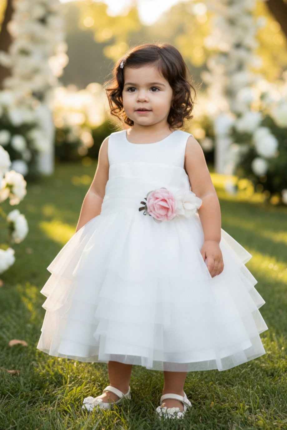 Jewel Tea-Length Tulle Flower Girl Ball Gown Cinderella Couture 9175B