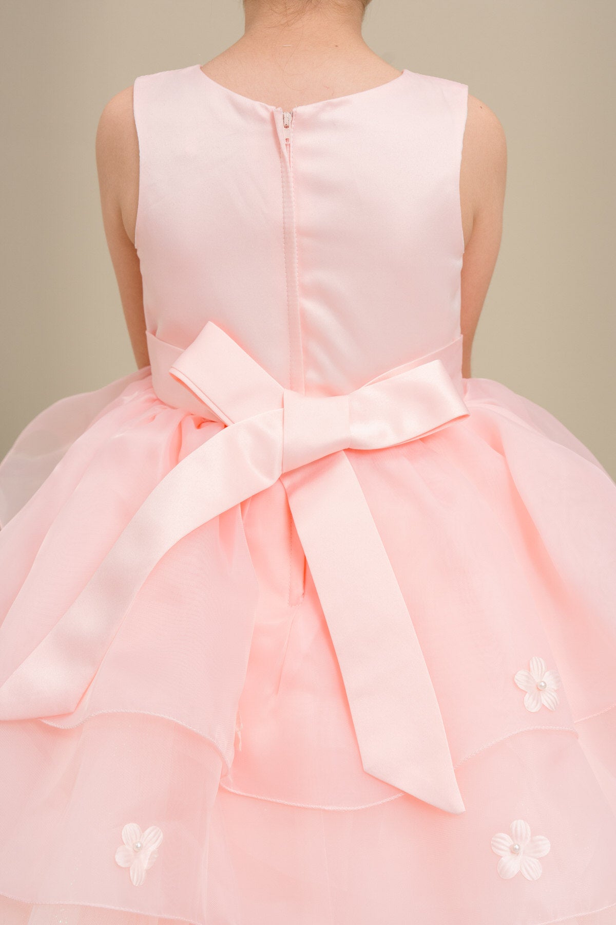 Flower Girl Dresses 3D Floral Ruffle A Line Print Mini Flower Girl Dress Peach