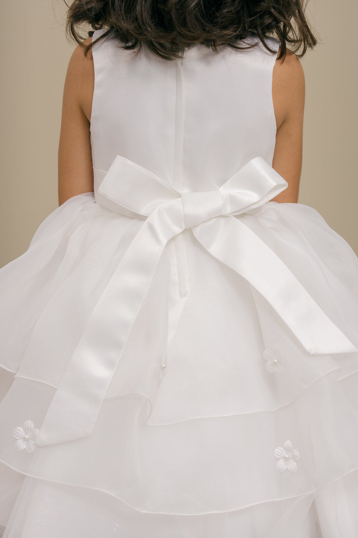 Flower Girl Dresses 3D Floral Ruffle A Line Print Mini Flower Girl Dress White
