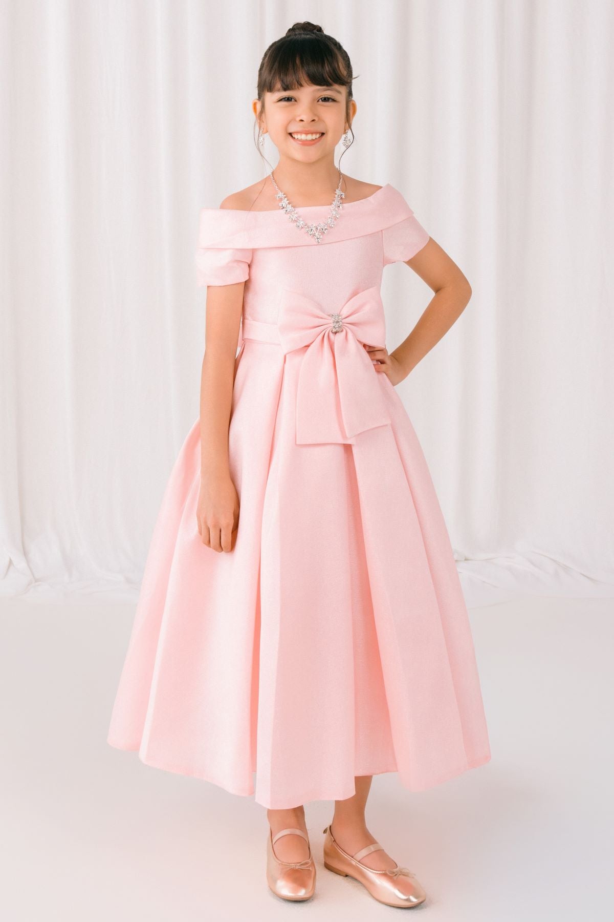 Flower Girl Dresses Midi A Line Ball Gown Flower Girl Dress Blush