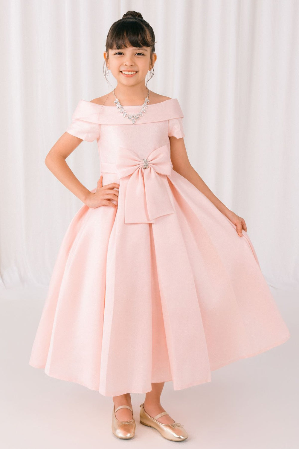 Flower Girl Dresses Midi A Line Ball Gown Flower Girl Dress Blush