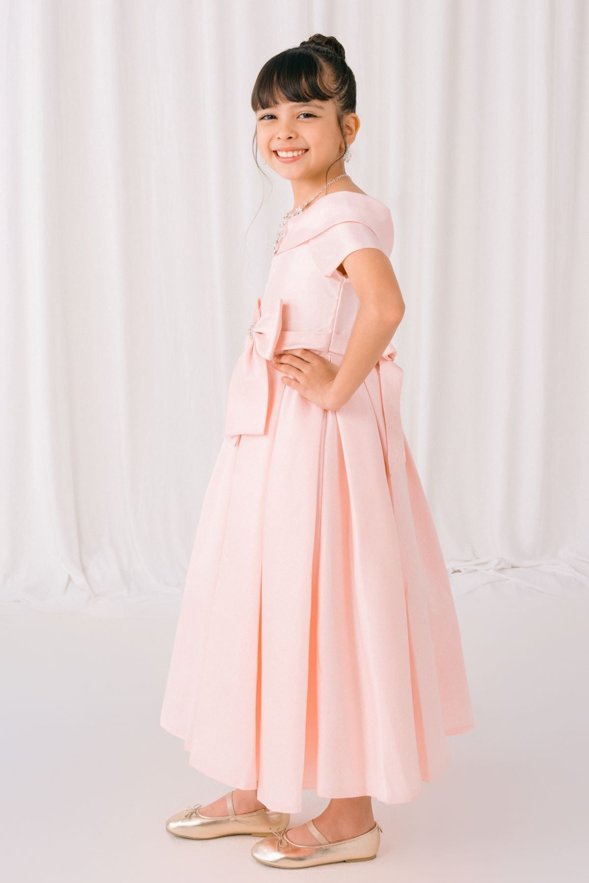 Flower Girl Dresses Midi A Line Ball Gown Flower Girl Dress Blush