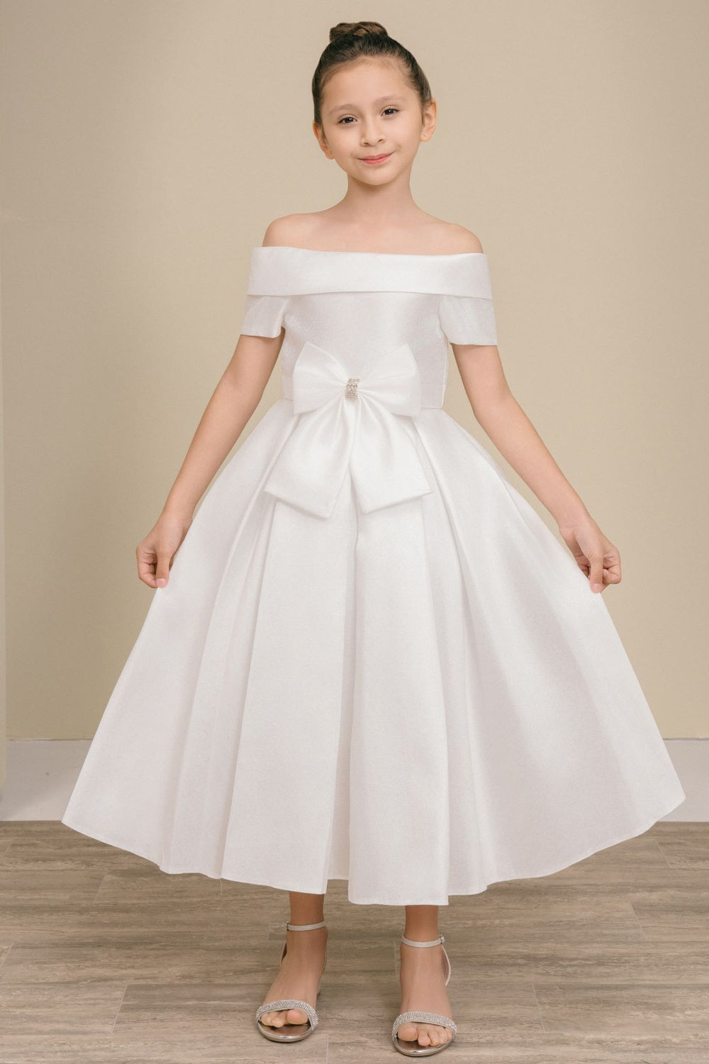 Flower Girl Dresses Midi A Line Ball Gown Flower Girl Dress White