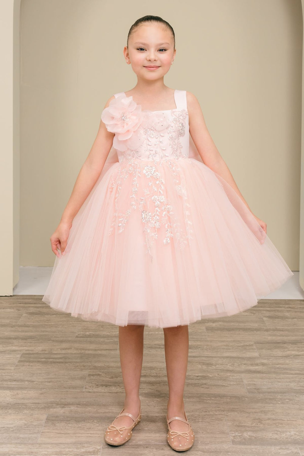 Flower Girl Dresses Floral A Line Short Homecoming Flower Girl Dress Blush