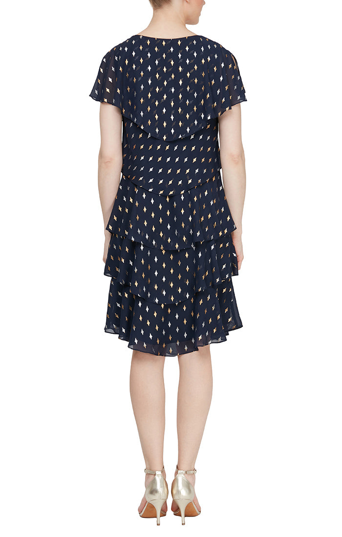 Mother of the Bride Dresses Short Mother of the Bride Printed Cocktail Dress Navy Multi