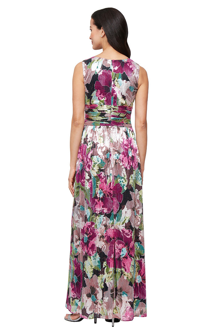 SL Fashions 9179489 Long Formal Floral Print Evening Dress