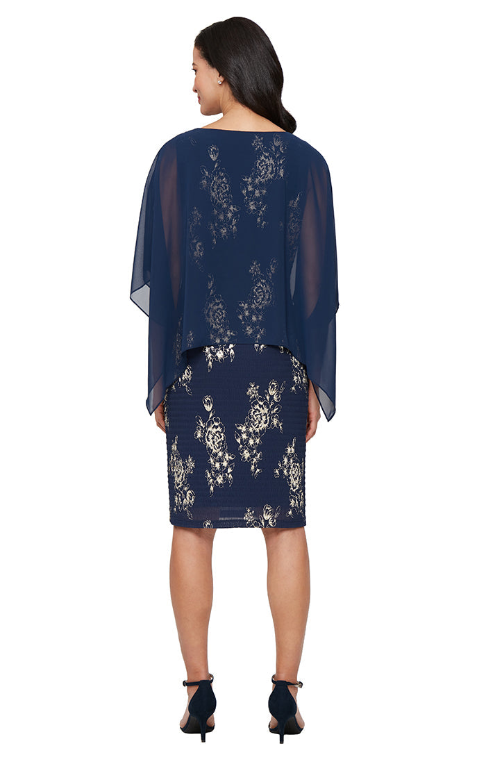 SL Fashions 9479493 Plus Size Pleated Short Cocktail Dress