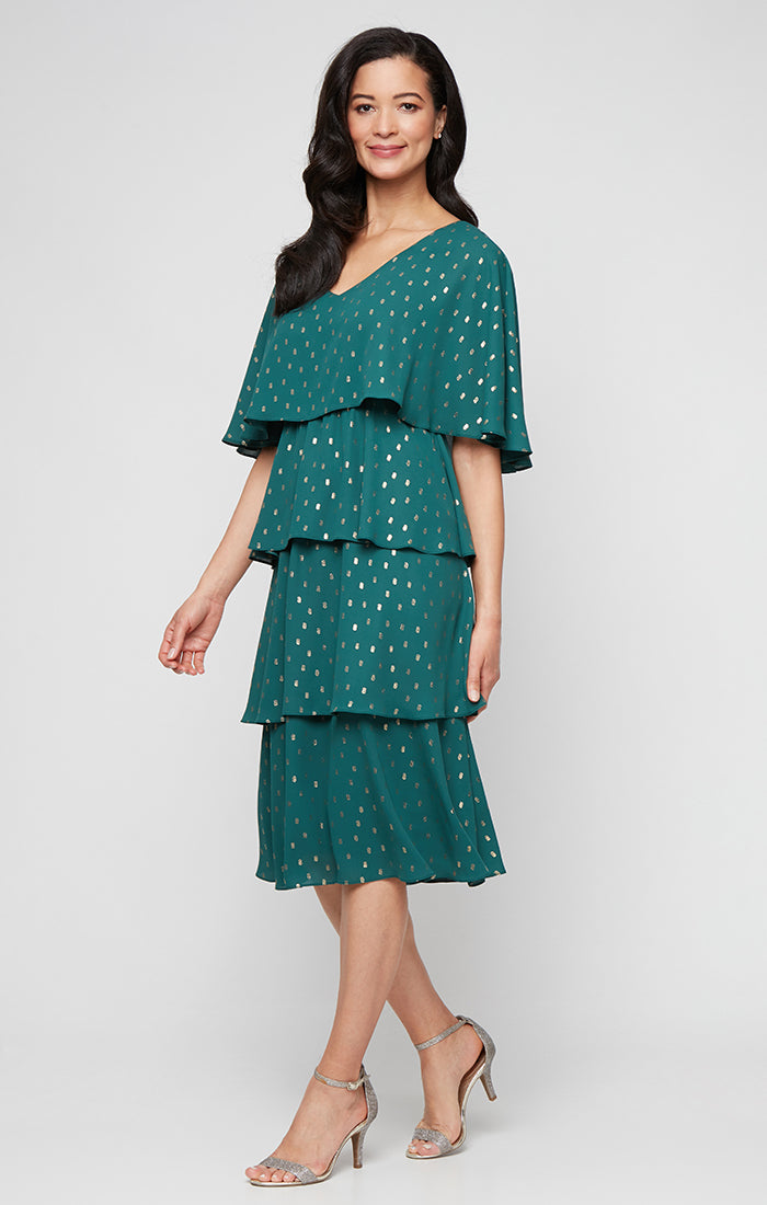 Cocktail Dresses Short Ruffle Midi Cocktail Dress Pine