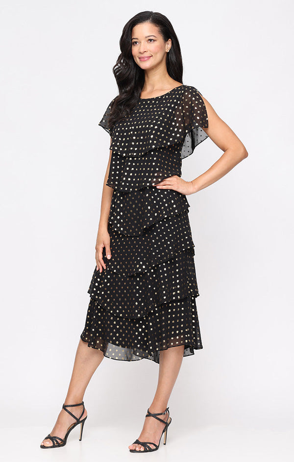 SL Fashions 9179501 Printed Mother of the Bride A Line Tiered Cocktail Dress