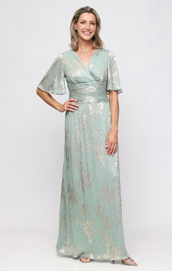 V-Neck Floor-Length Jersey Formal A-Line Gown SL Fashions 9279515