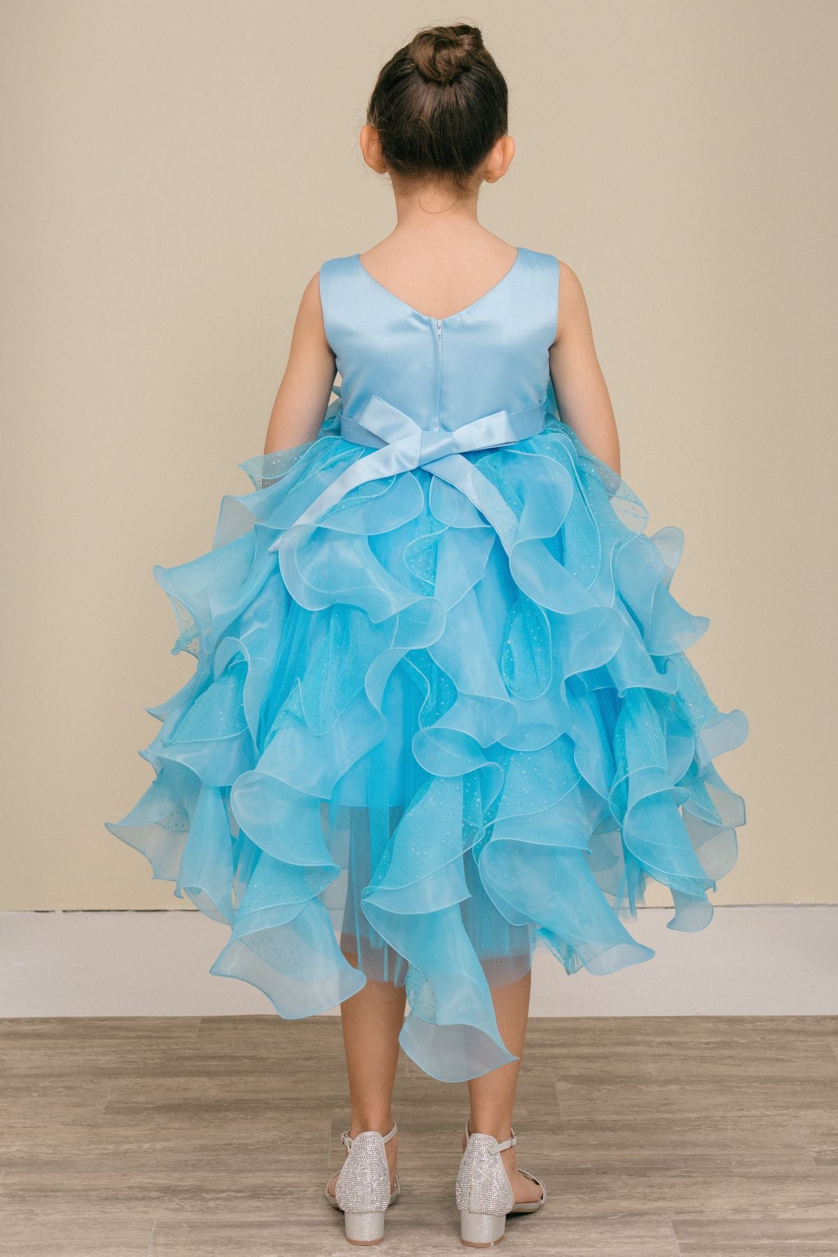 Flower Girl Dresses Sequin Beaded Ruffle A Line Flower Girl Dress Blue