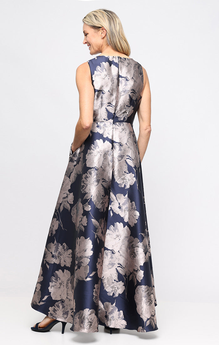 V-Neck High-Low Mikado Formal A-Line Gown SL Fashions 9281176
