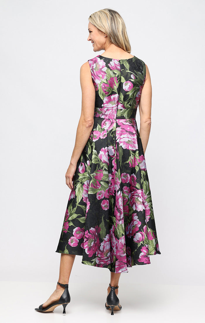 Cocktail Dresses Short High Low Floral Print Cocktail Dress SL Fashions 9181181 Black Multi