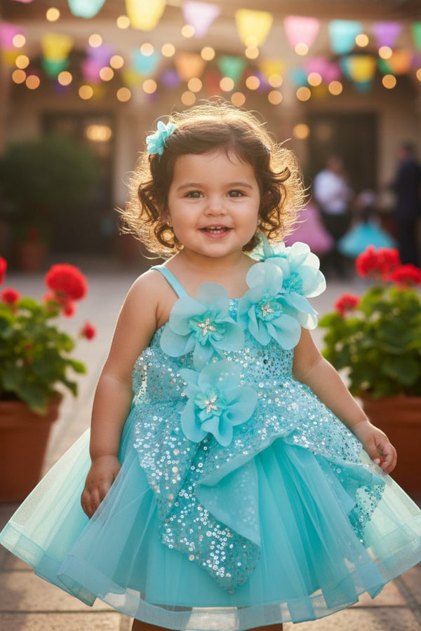 Sweetheart Mini Sequin Tulle Flower Girl Ball Gown Cinderella Couture 9181B