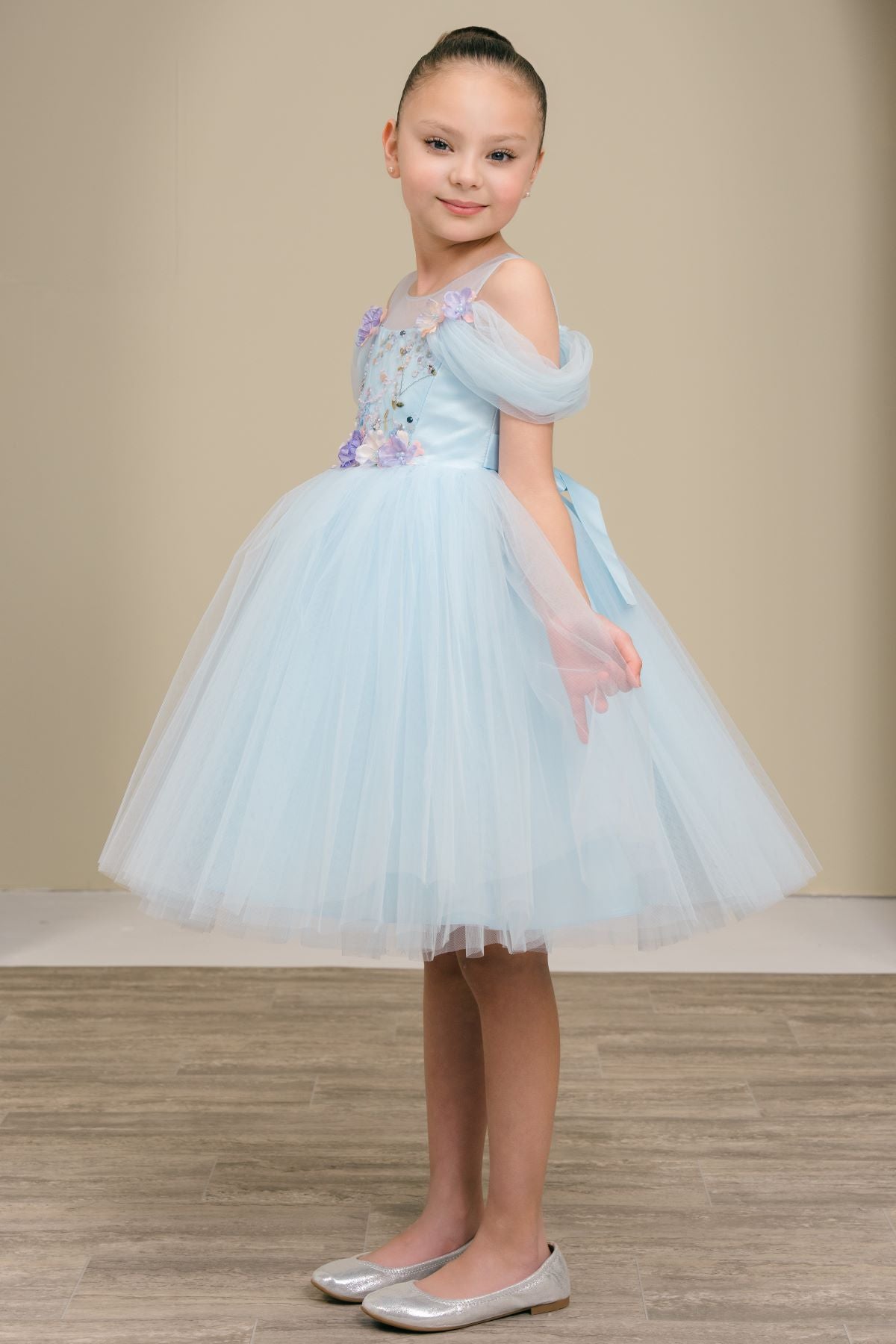 Flower Girl Dresses Ball Gown A Line Floral Short Flower Girl Dress Blue