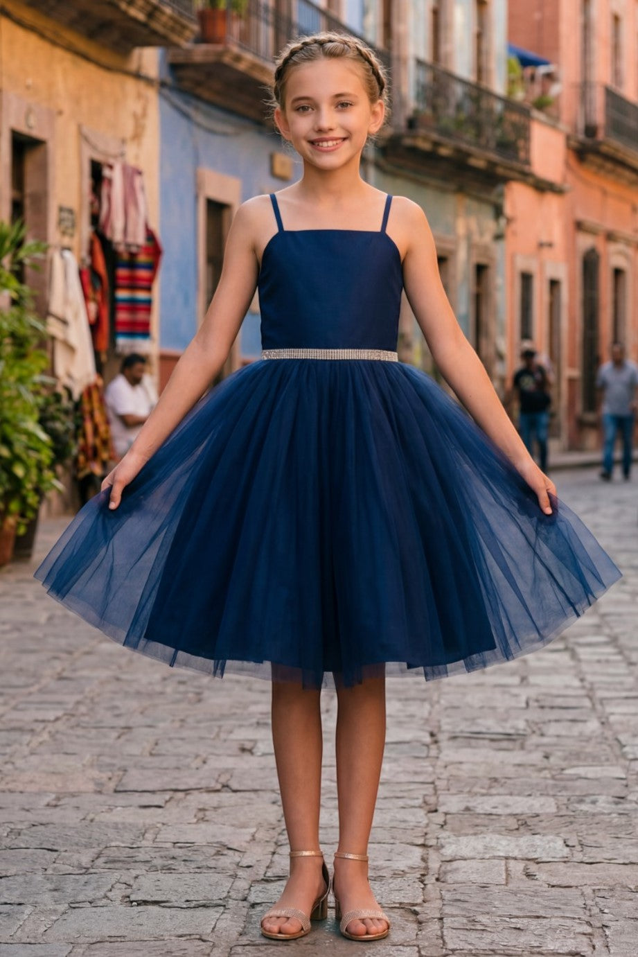 Square Knee-Length Tulle Flower Girl A-Line Cinderella Couture 9184