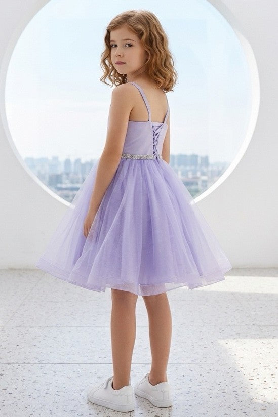 Square Knee-Length Tulle Flower Girl A-Line Cinderella Couture 9184