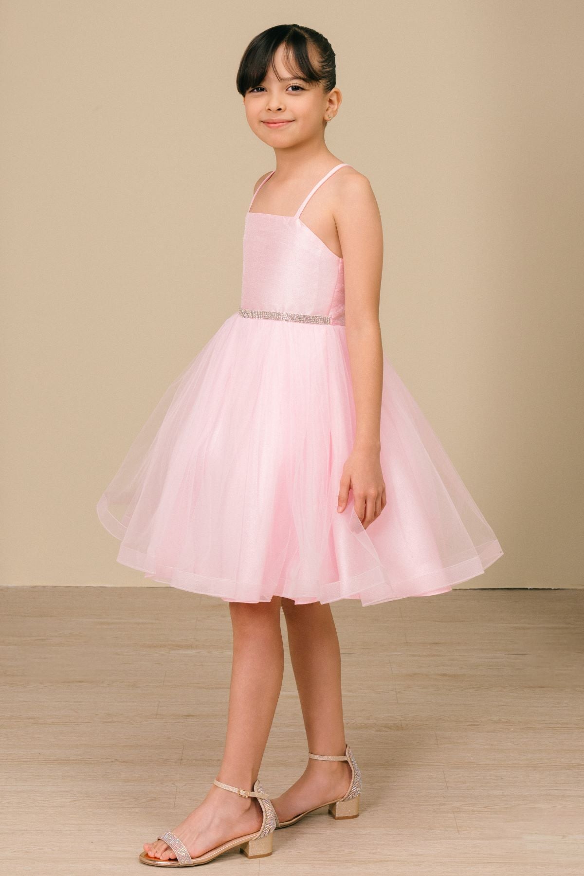 Square Knee-Length Tulle Flower Girl A-Line Cinderella Couture 9184