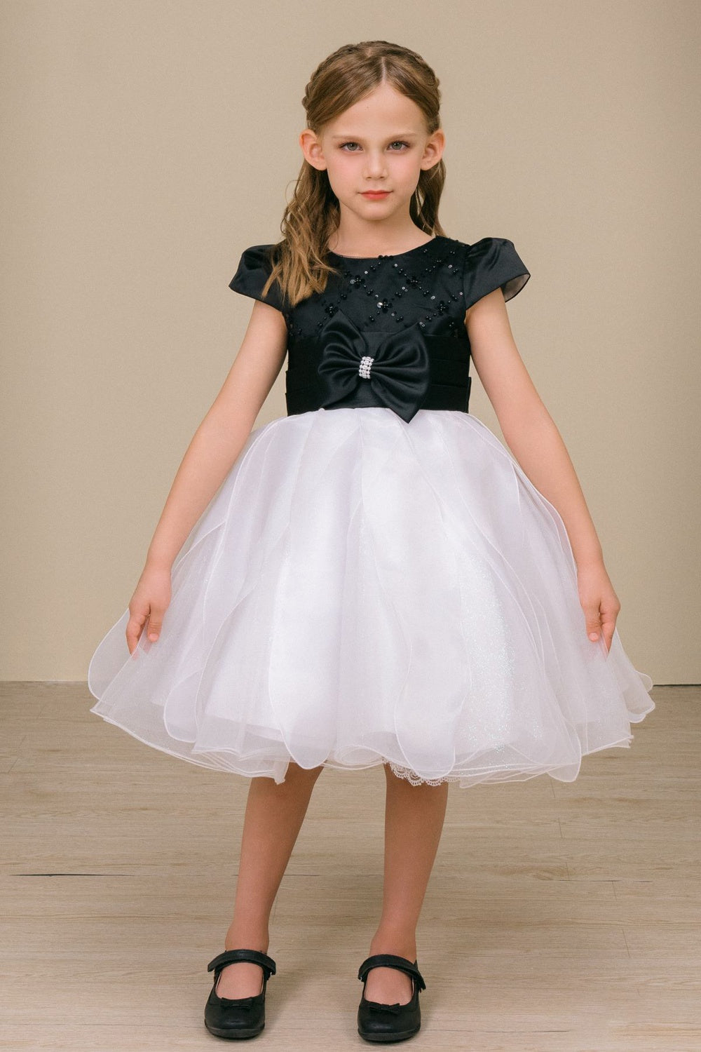 Flower Girl Dresses Sequin Beaded Short Flower Girl Dress Black/White