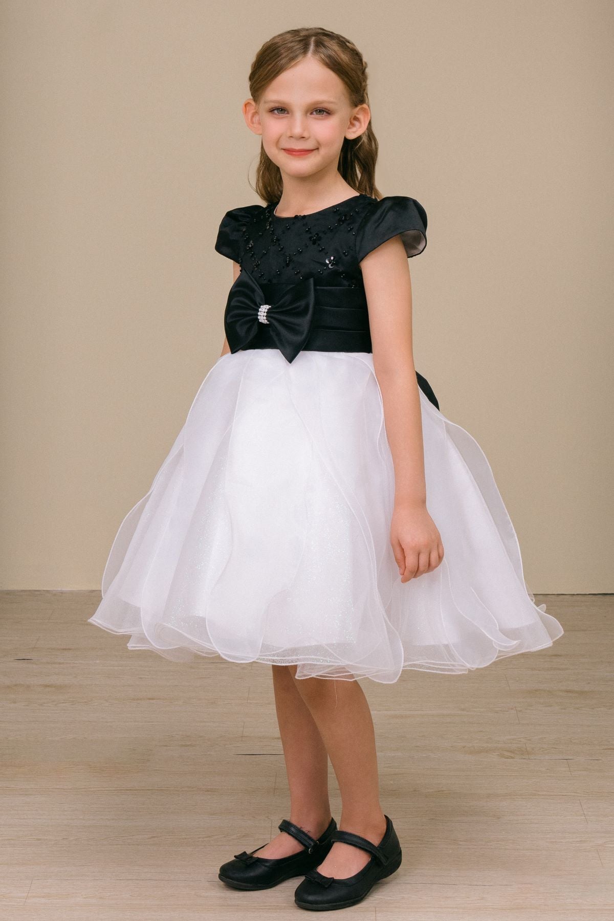 Flower Girl Dresses Sequin Beaded Short Flower Girl Dress Black/White