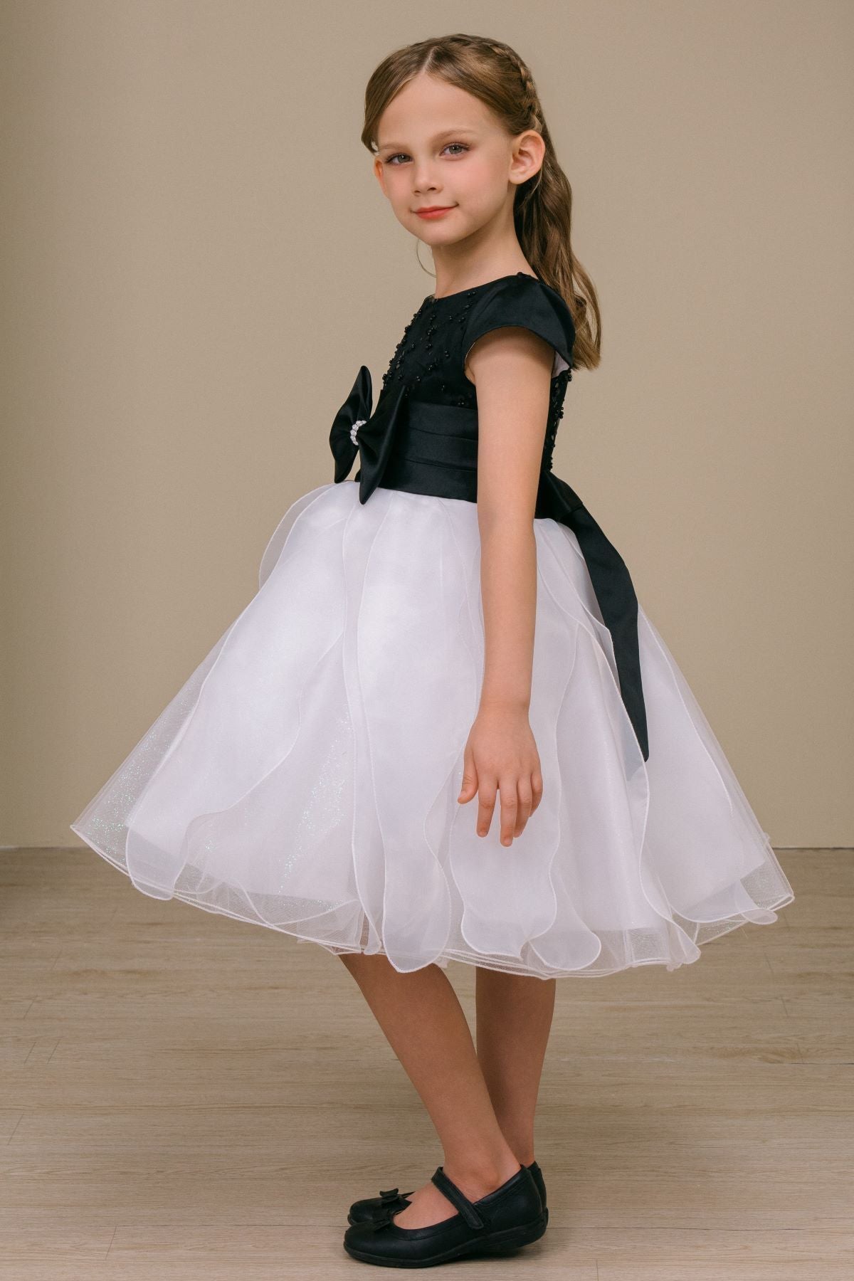 Flower Girl Dresses Sequin Beaded Short Flower Girl Dress Black/White