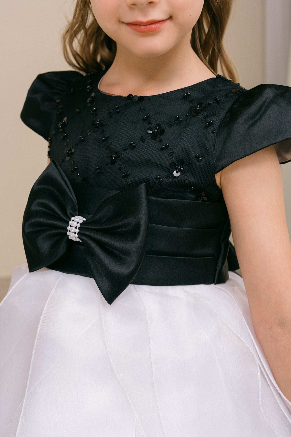 Flower Girl Dresses Sequin Beaded Short Flower Girl Dress Black/White