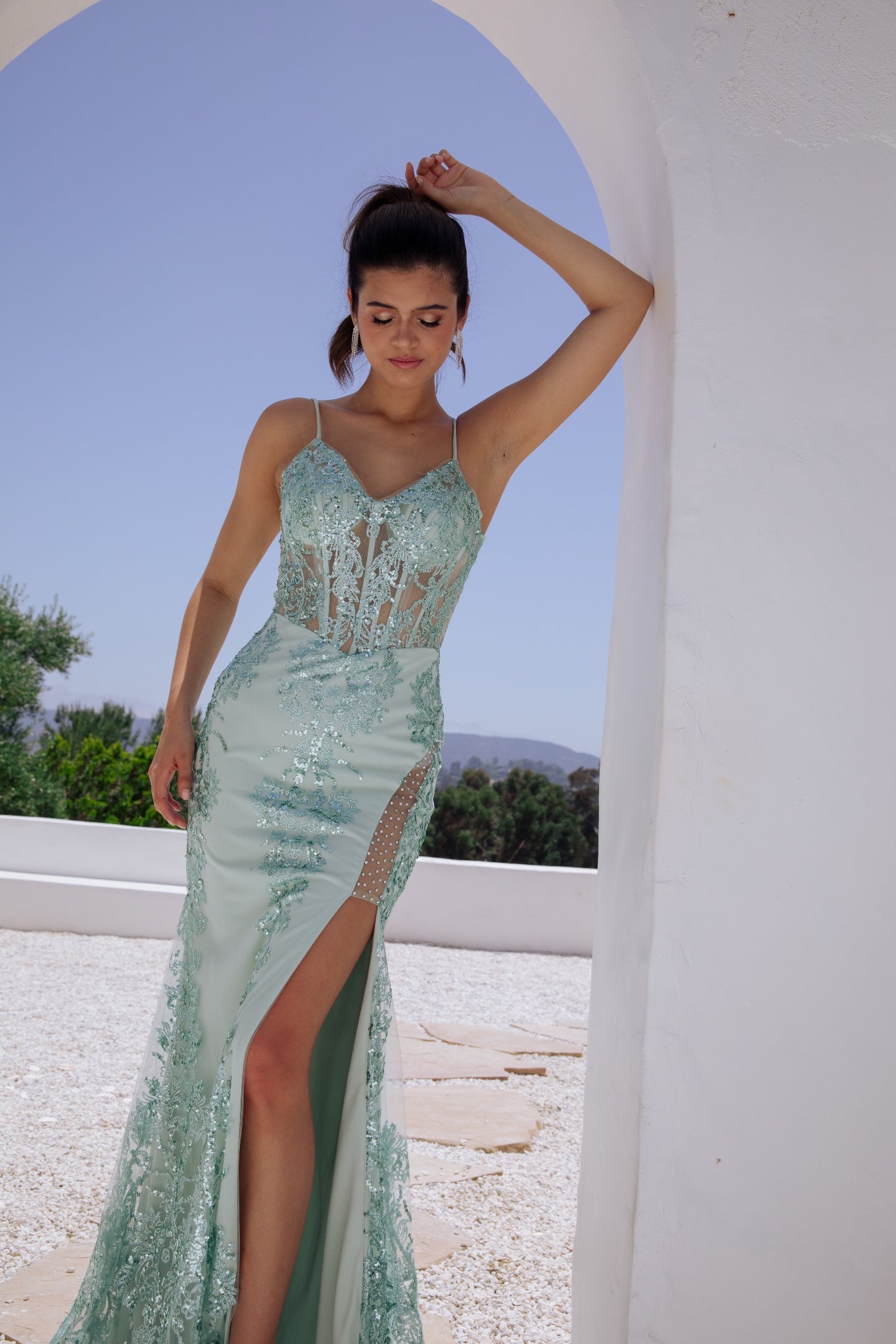 Prom Dresses Long Corset Glitter Formal Prom Dress Eureka Fashion 9188 Sage