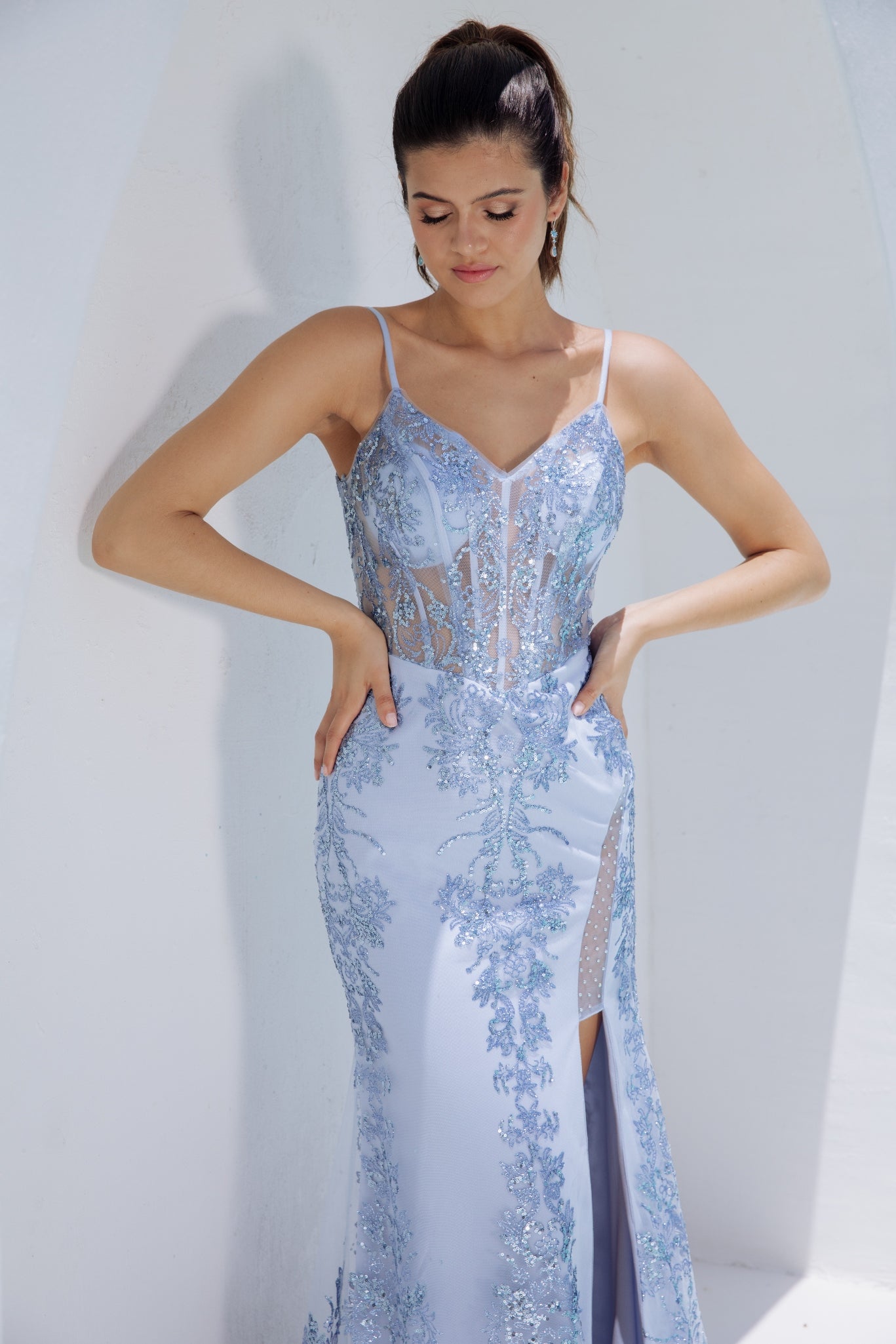 Prom Dresses Long Corset Glitter Formal Prom Dress Eureka Fashion 9188 Starry Blue