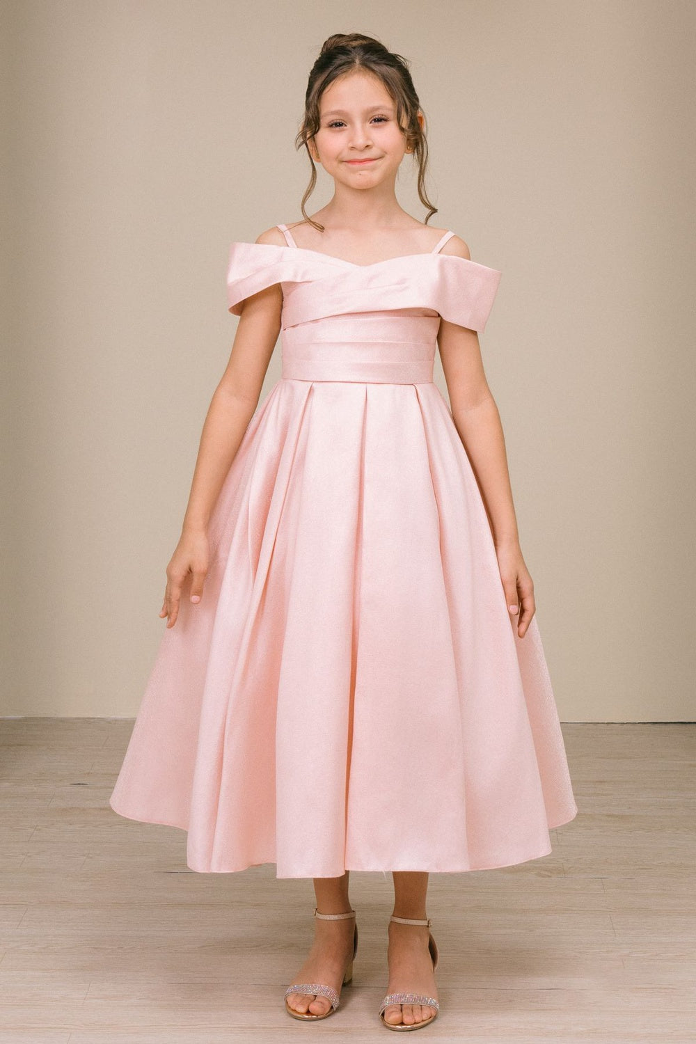 Flower Girl Dresses Midi Tea Length Ball Gown Flower Girl Dress Blush