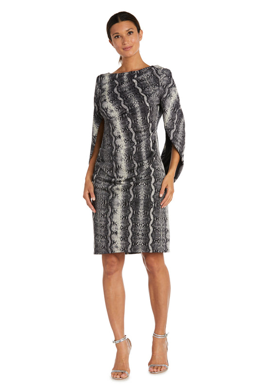 Cocktail Dresses Back Draped Short Cocktail Dress Grey Black