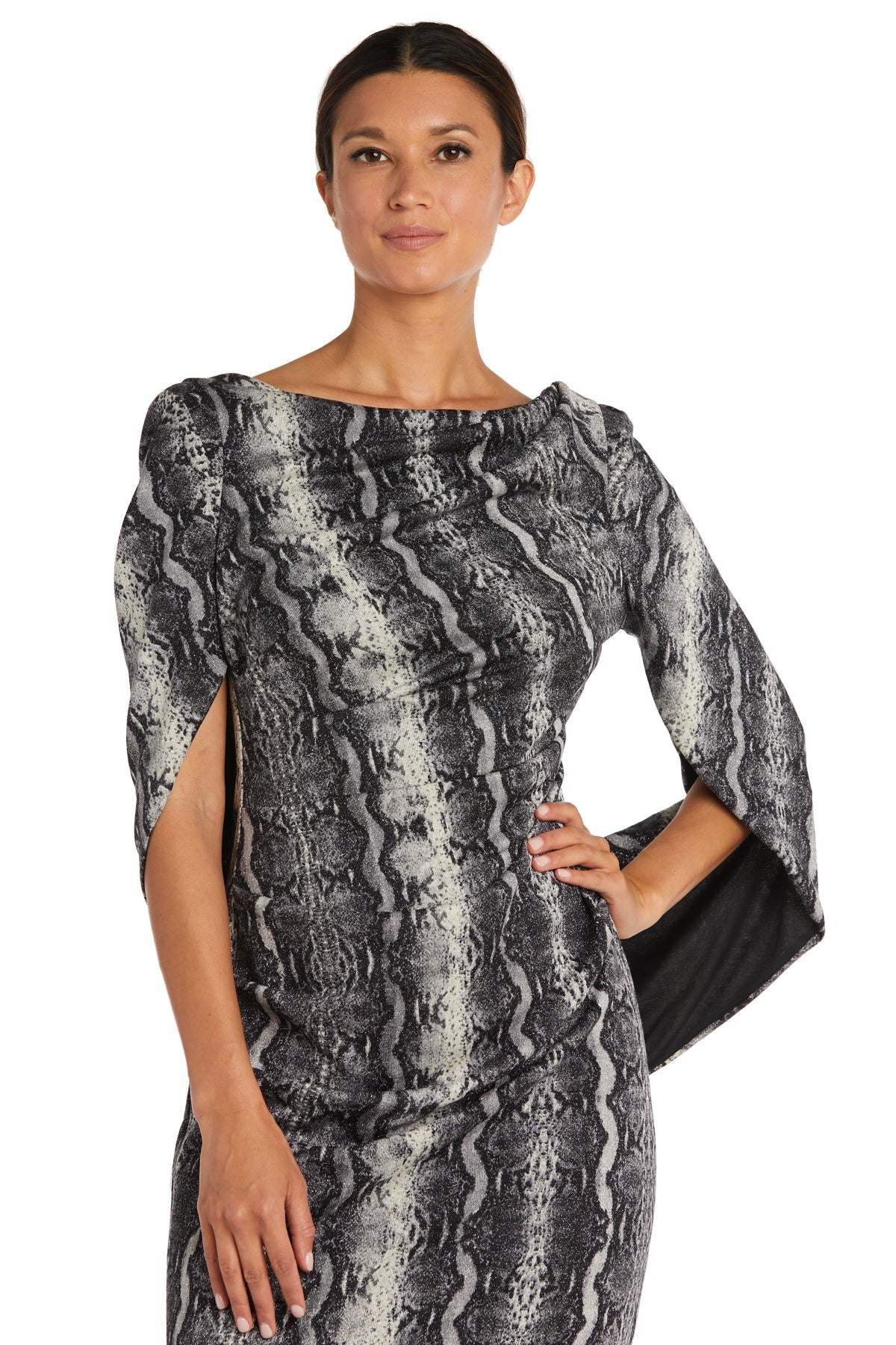 R&M Richards 9191P Short Cocktail Metallic Petite Dress
