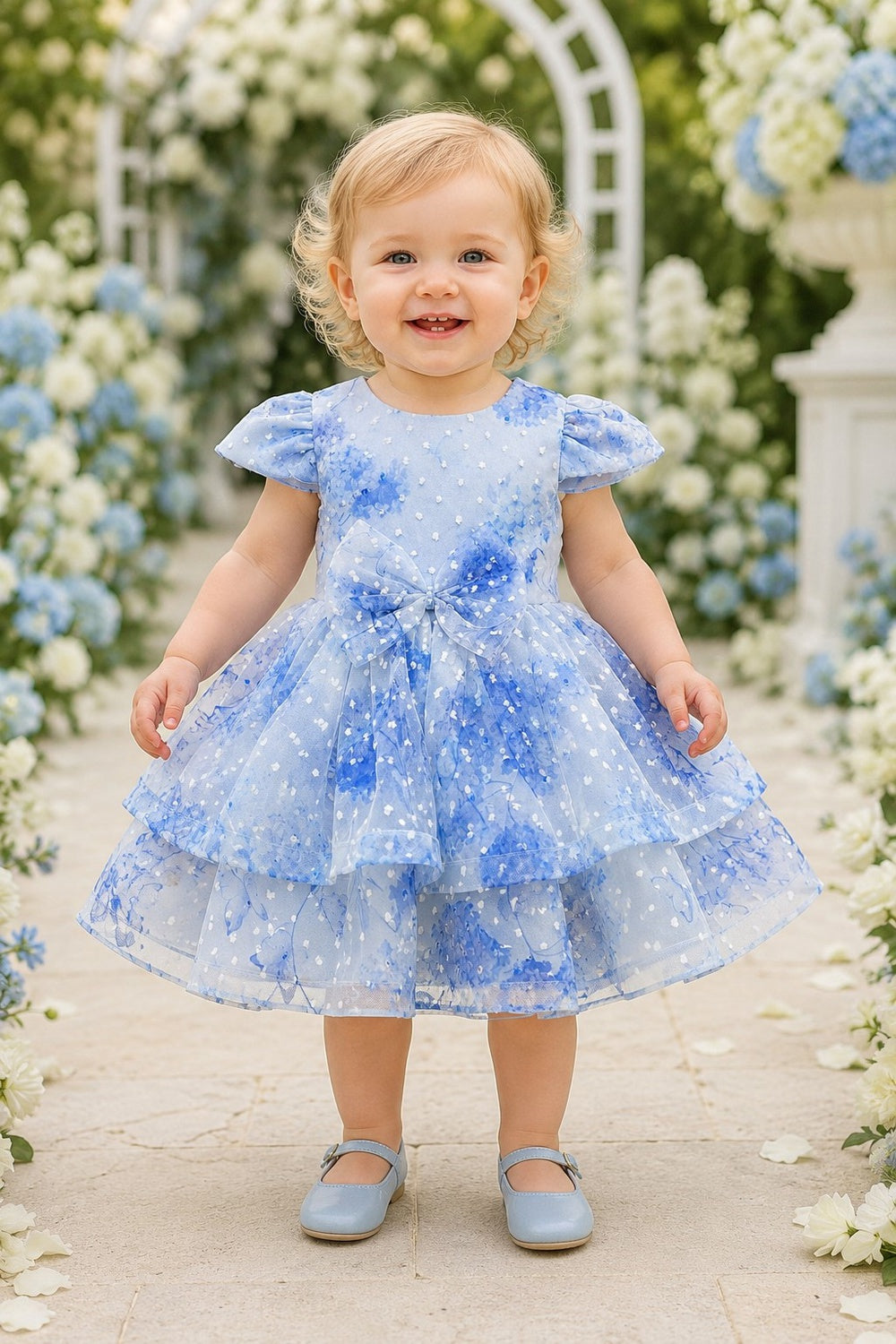 Jewel Neck Cap Sleeve Floral Tulle Toddler Formal Dress Cinderella Couture 9193B