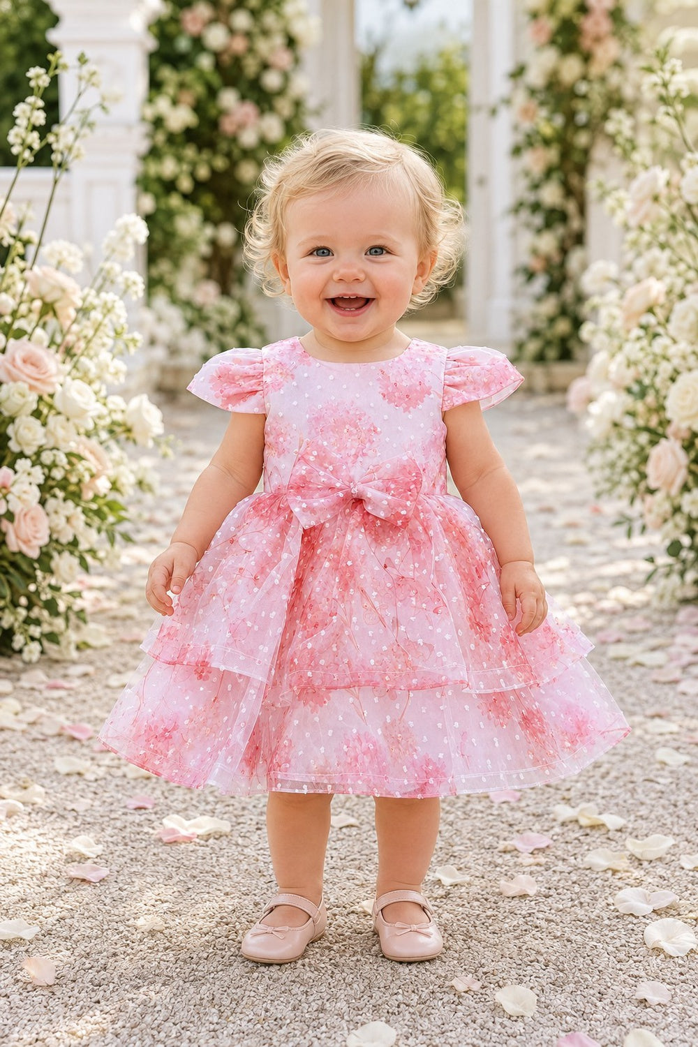Jewel Neck Cap Sleeve Floral Tulle Toddler Formal Dress Cinderella Couture 9193B