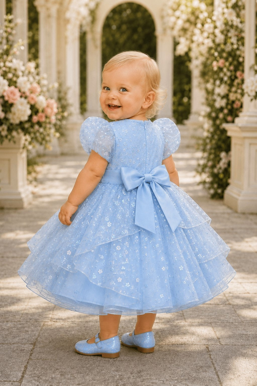 Jewel Tea-Length Tulle Floral Baby Ball Gown Cinderella Couture 9195B