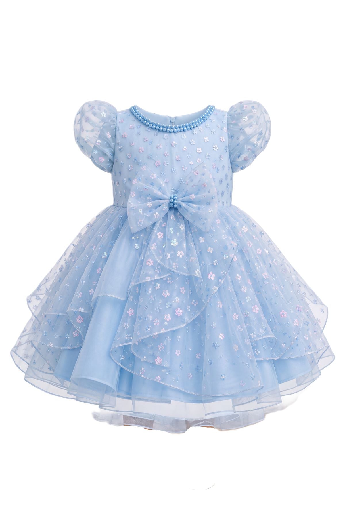 Jewel Tea-Length Tulle Floral Baby Ball Gown Cinderella Couture 9195B