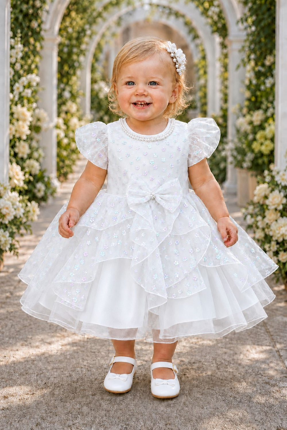 Jewel Tea-Length Tulle Floral Baby Ball Gown Cinderella Couture 9195B