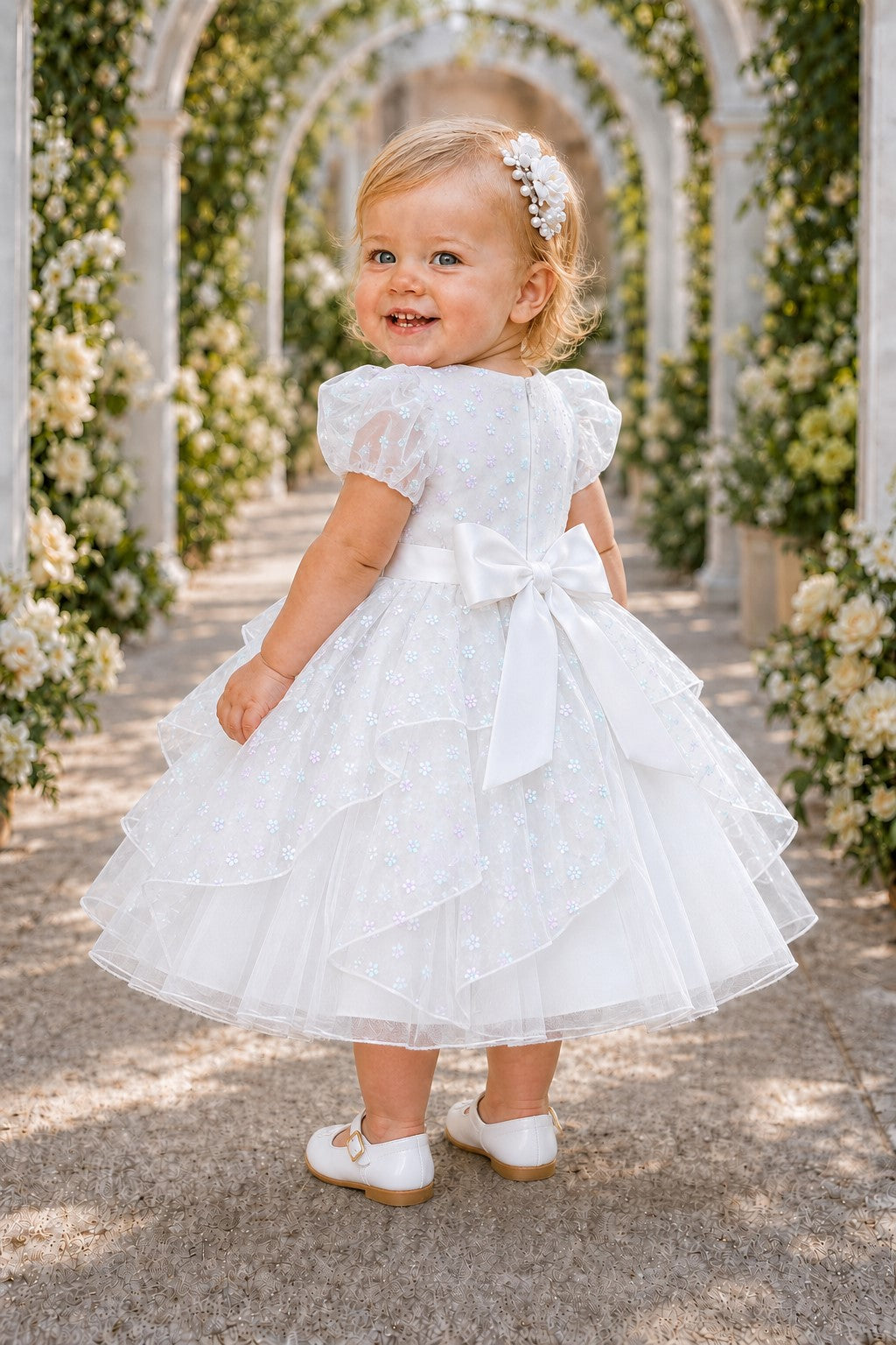 Jewel Tea-Length Tulle Floral Baby Ball Gown Cinderella Couture 9195B