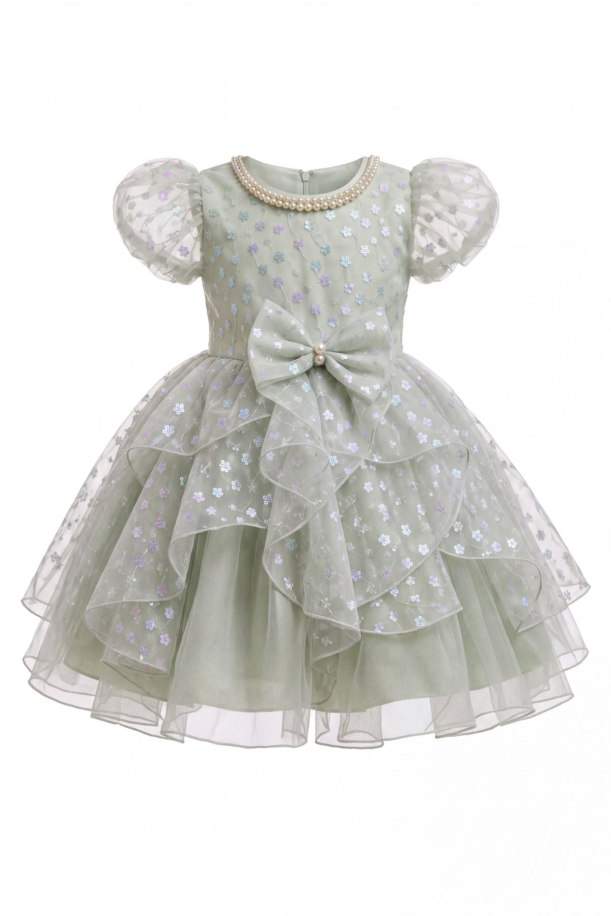 Jewel Tea-Length Tulle Floral Baby Ball Gown Cinderella Couture 9195B