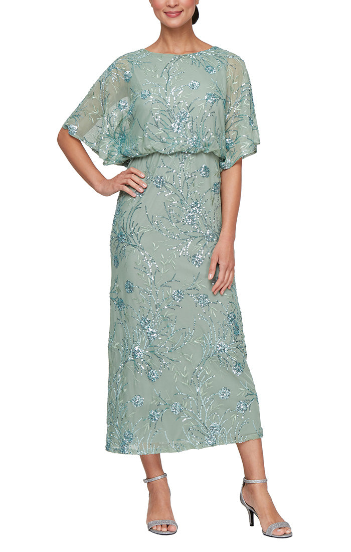 Mother of the Bride Dresses Sequin Mother of the Bride Formal Petite Tea Length Dress Sage