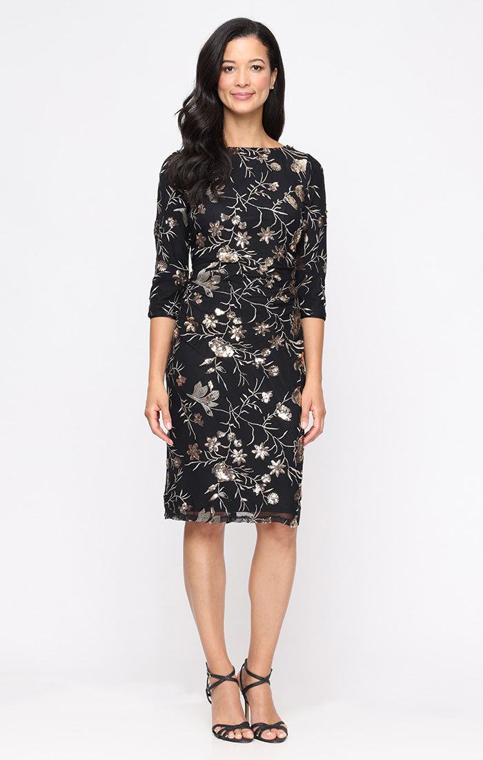 Mother of the Bride Dresses Short Mother of the Bride Sequin Cocktail Dress BLACK/CHAMPAGNE