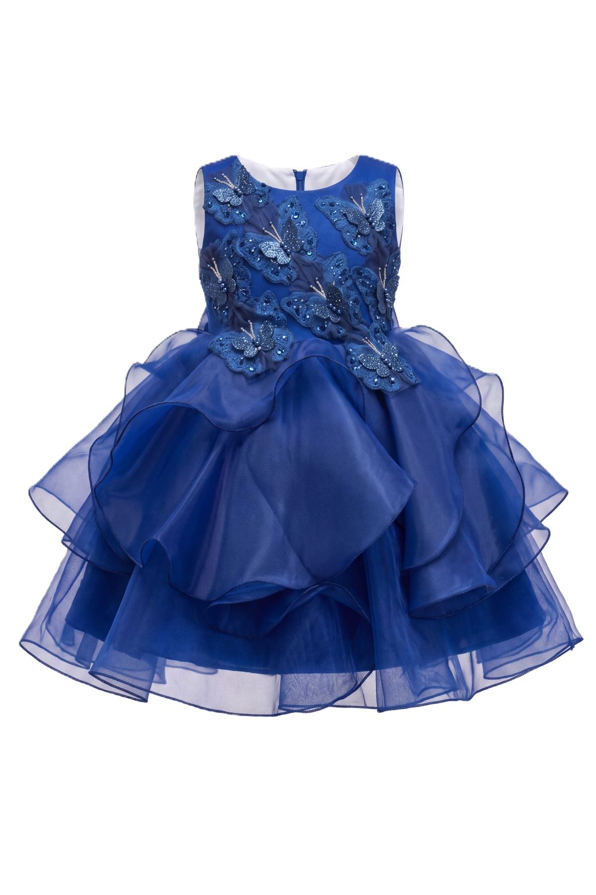 Jewel Neck Tea-Length Organza Butterfly Baby Ball Gown Cinderella Couture 9197B
