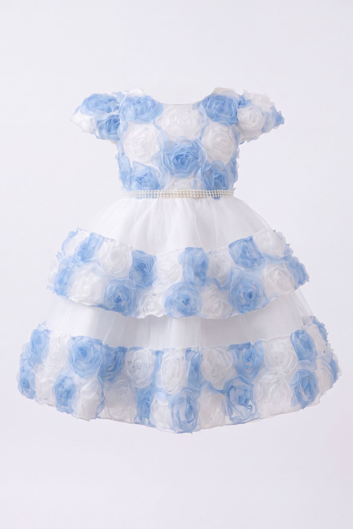 Scoop Neck Tea-Length Tulle Rosette Baby Ball Gown Cinderella Couture 9198B